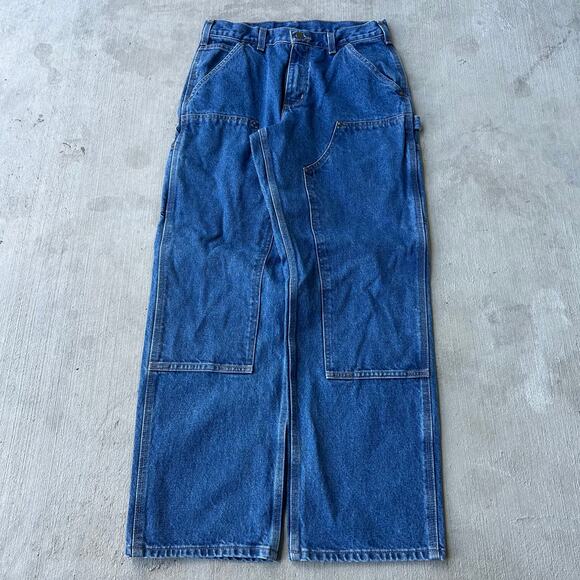 Vintage Y2K Carhartt denim blue jeans double knee work wear carpenter pants - Picture 1 of 7